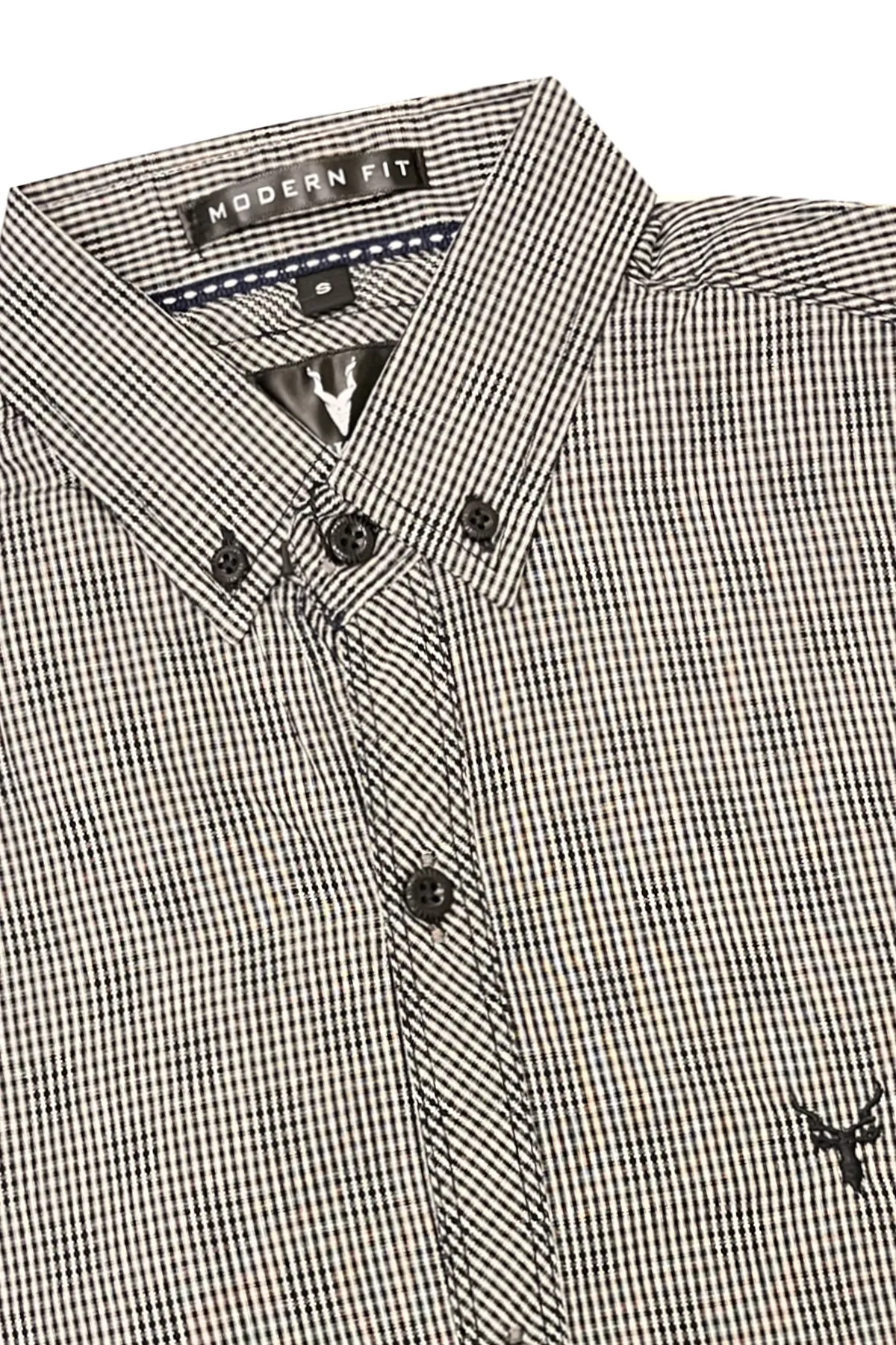 Black & White Button Down Casual Check Shirt