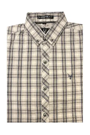 Brown & Cream Button Down Casual Check Shirt