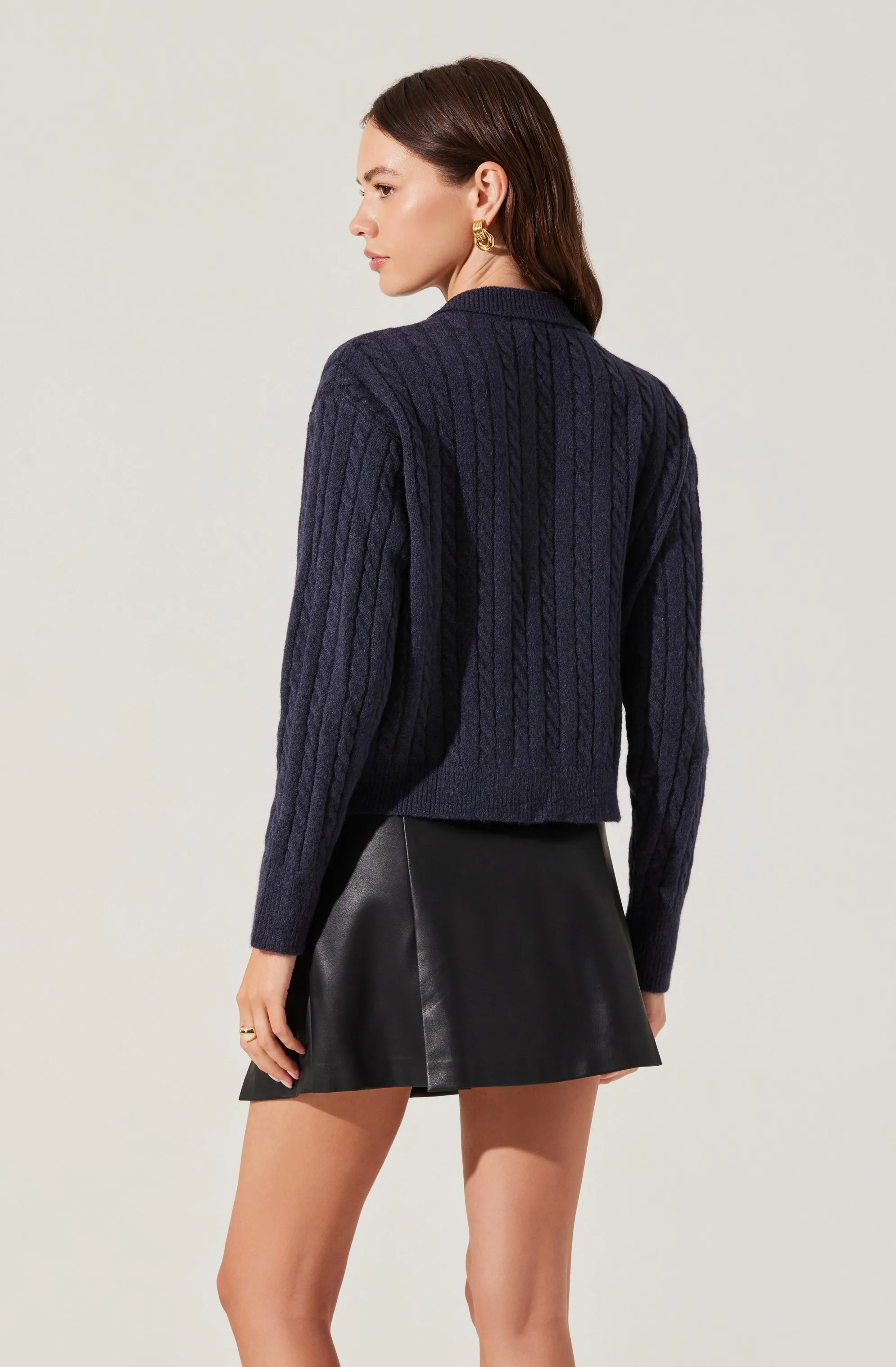 Cable Knit Polo Sweater