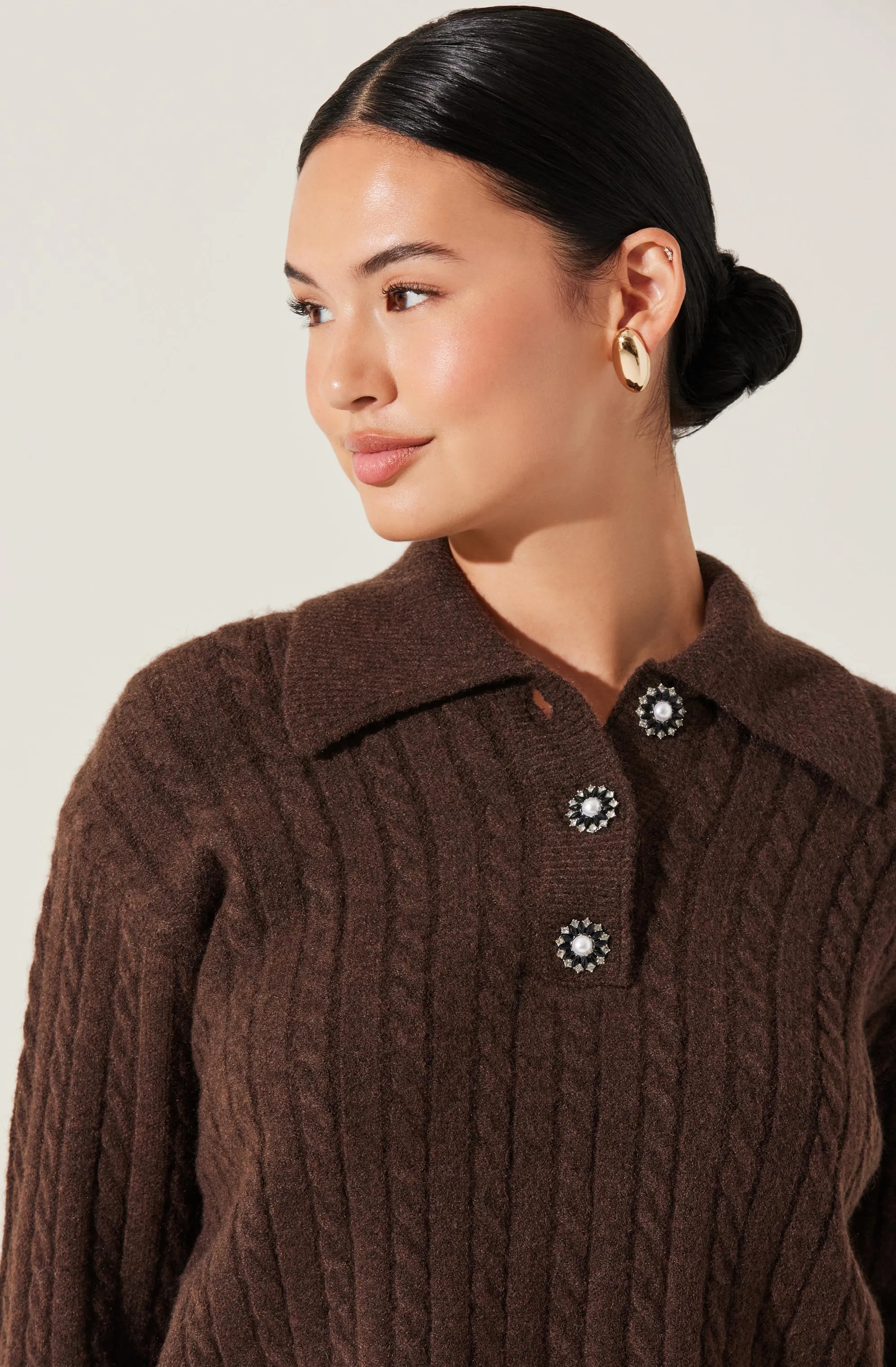 Cable Knit Polo Sweater