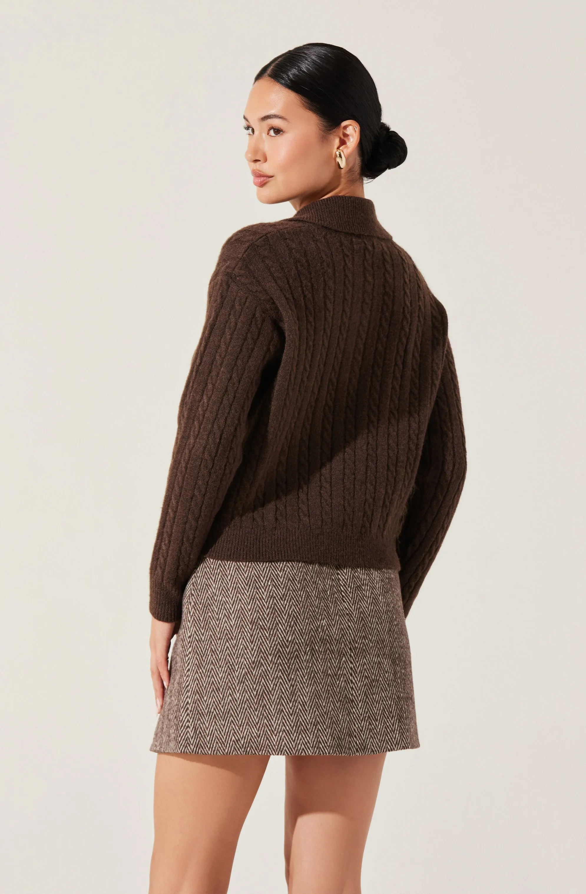 Cable Knit Polo Sweater