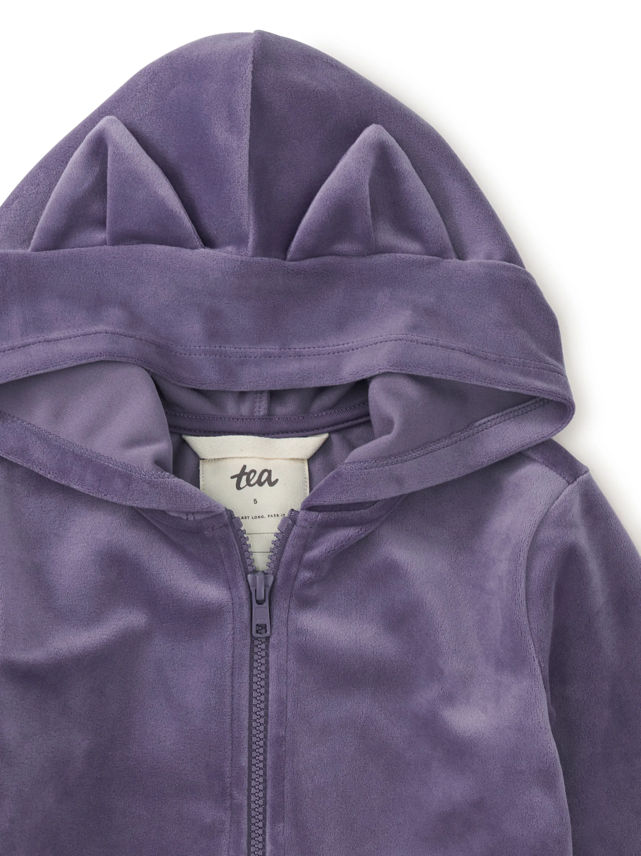 Cat Ears Velour Hoodie, Shadow