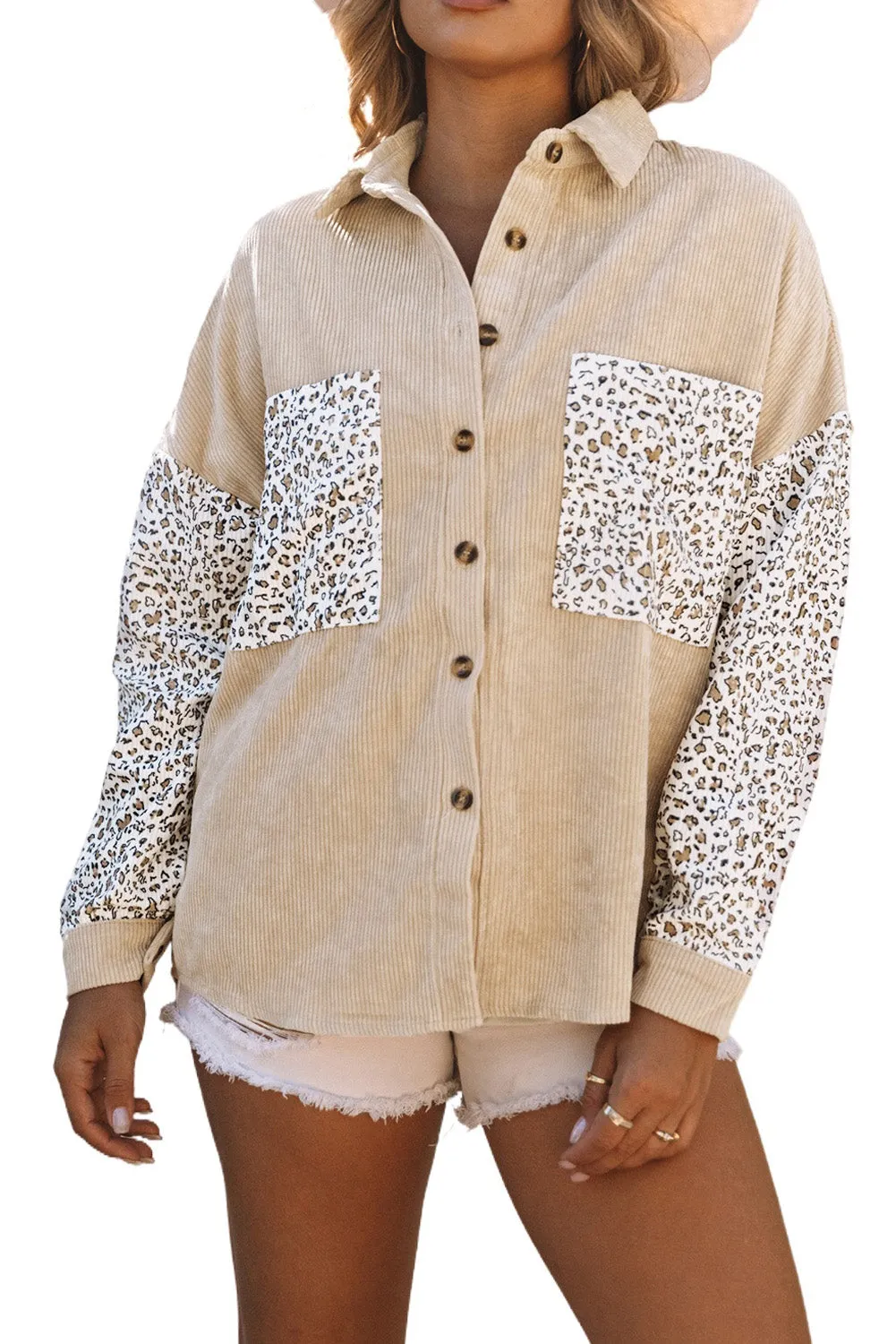 Corduroy Buttoned Shirt Jacket