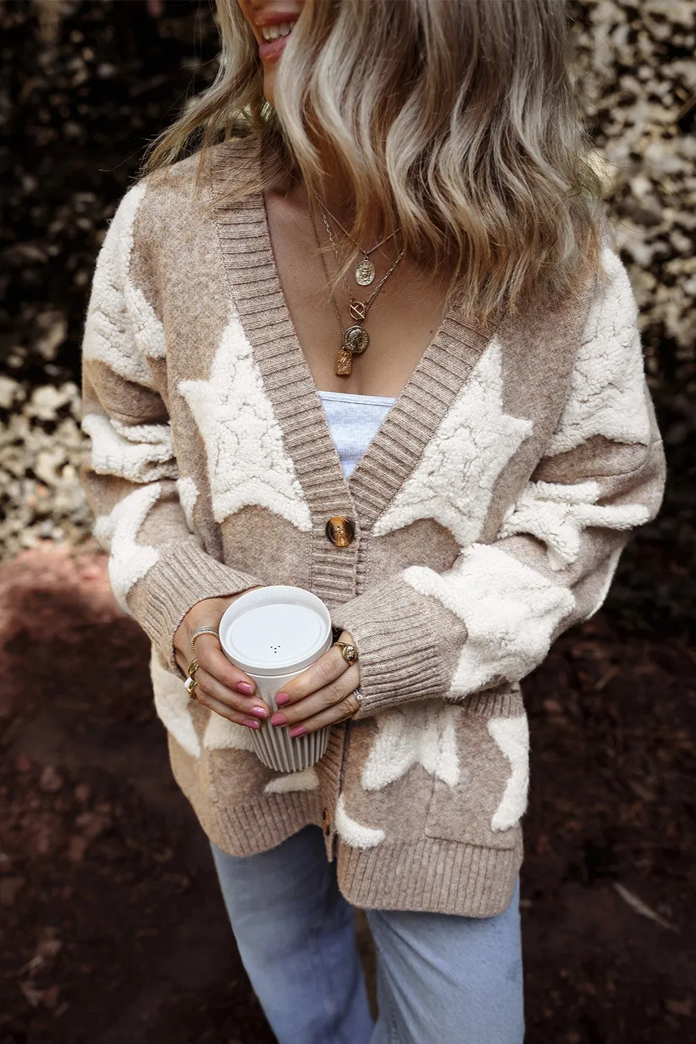 Freedom Star Button Up Sweater Cardigan