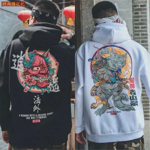 Japanese Graphic Design Hip Hop Hoodies | Harajuku Devil Hoodie