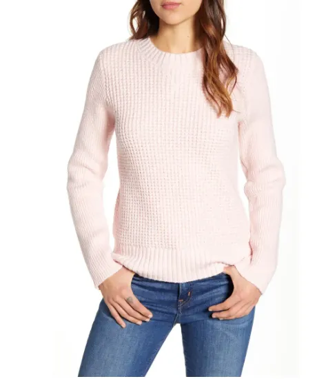 Lucky Brand Crew-Neck Waffle-Knit Sweater Size XS