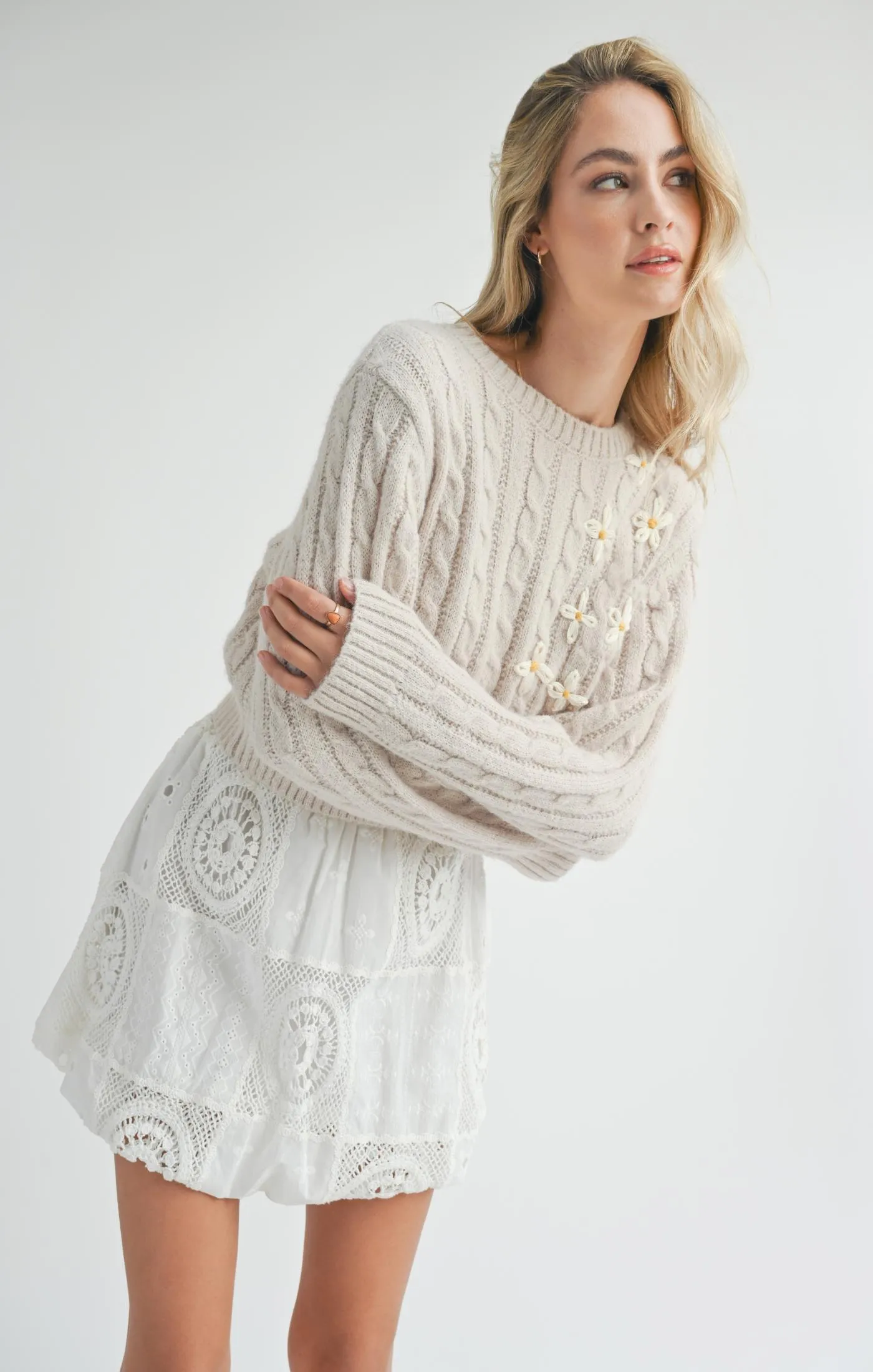 Lulu Embroidered Daisy Sweater