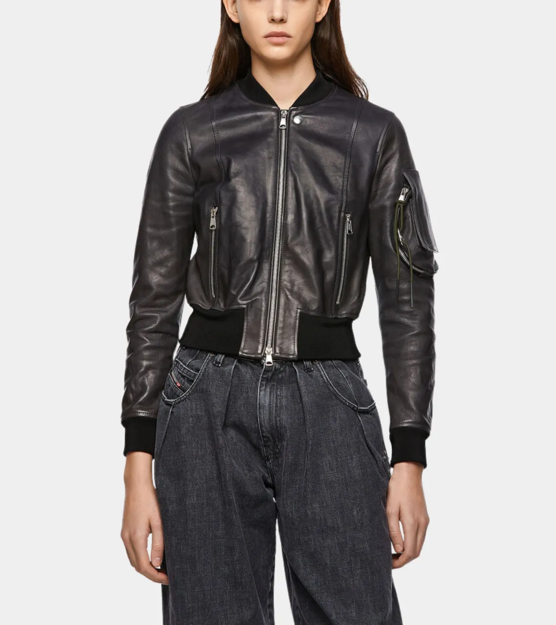 Minimalistic Women’s Leather Bomber Jacket