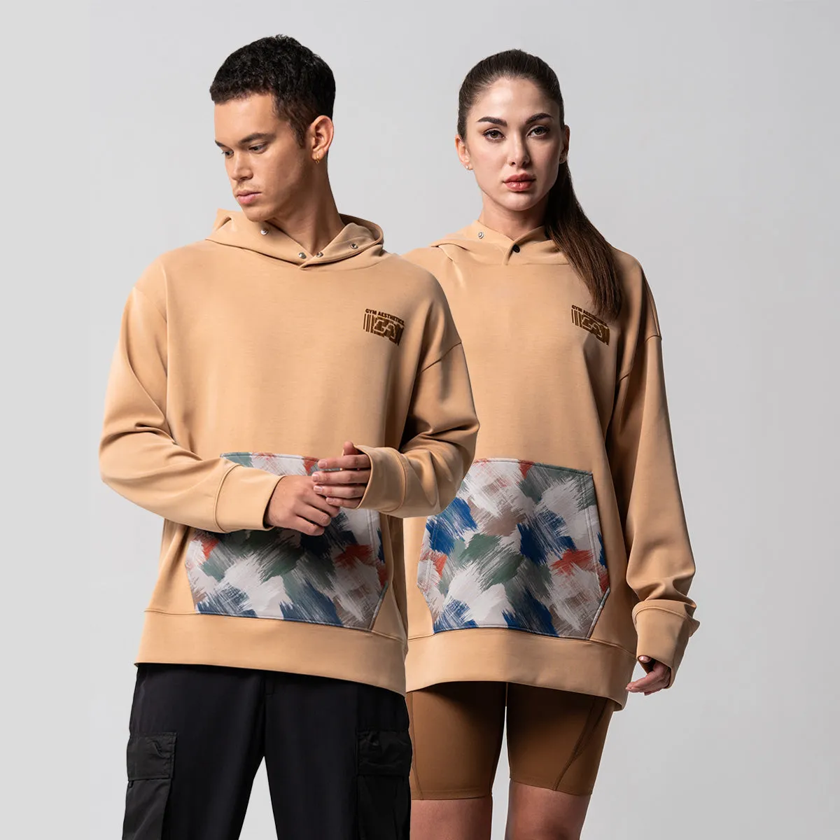 Oversize Everyday Wears flocking print Hoodies Pattern pocket for Unisex