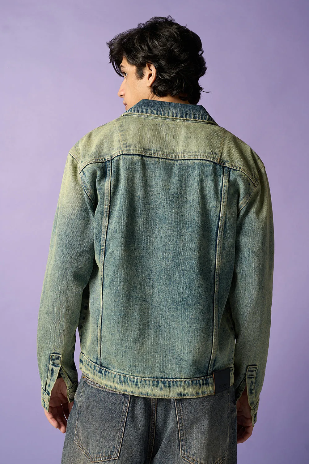 Retro Vibe Tie-Dye Men's Denim Trucker Jacket