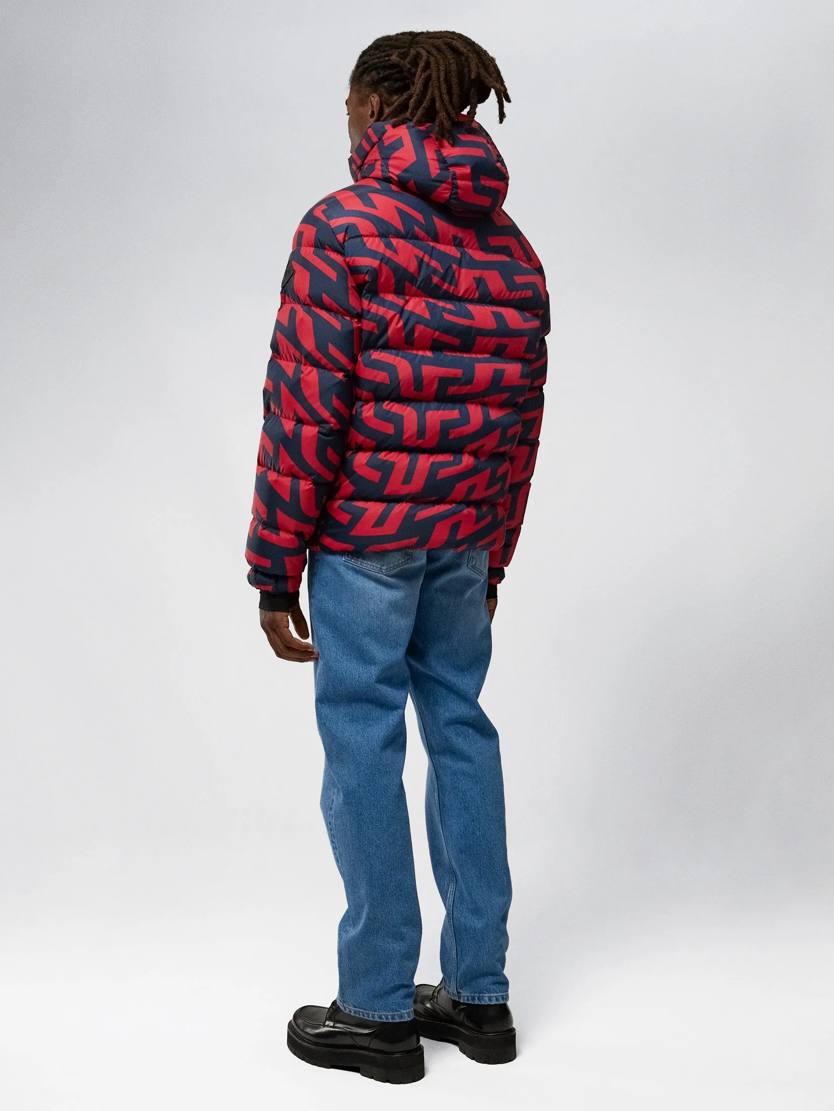 SPHERE DOWN JACKET PRINT / Bridge Swirl Red