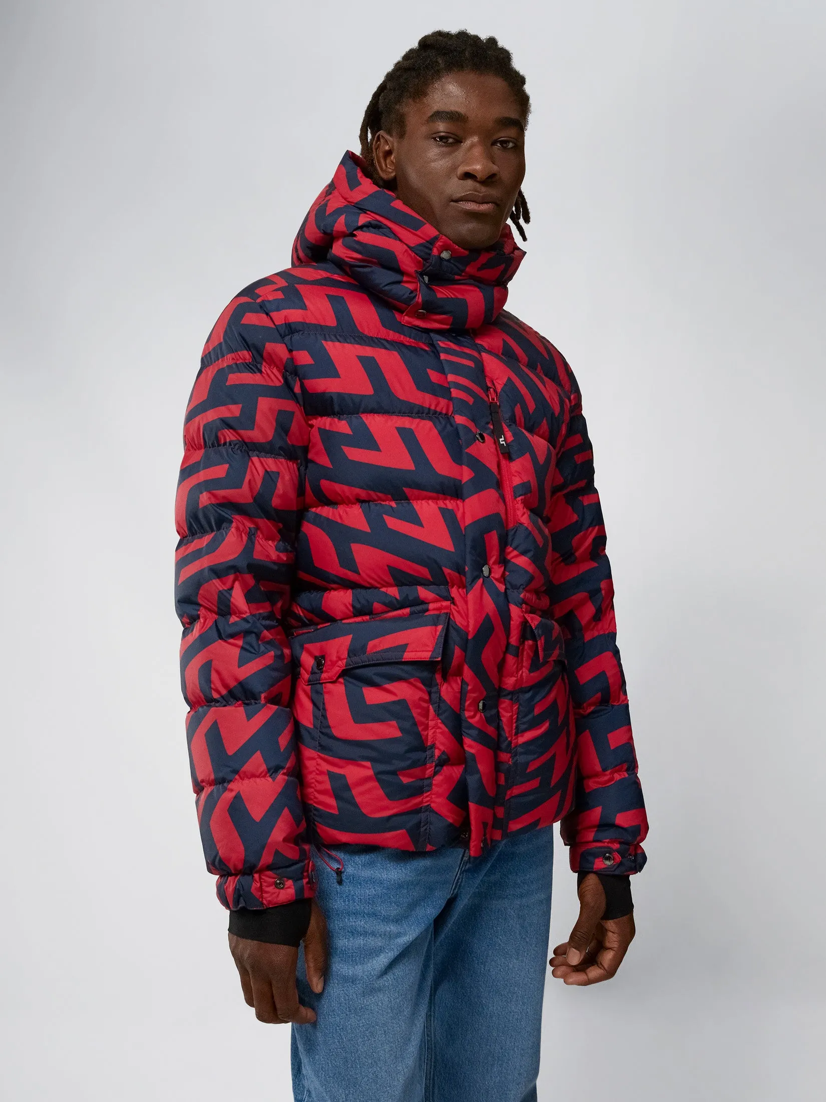 SPHERE DOWN JACKET PRINT / Bridge Swirl Red