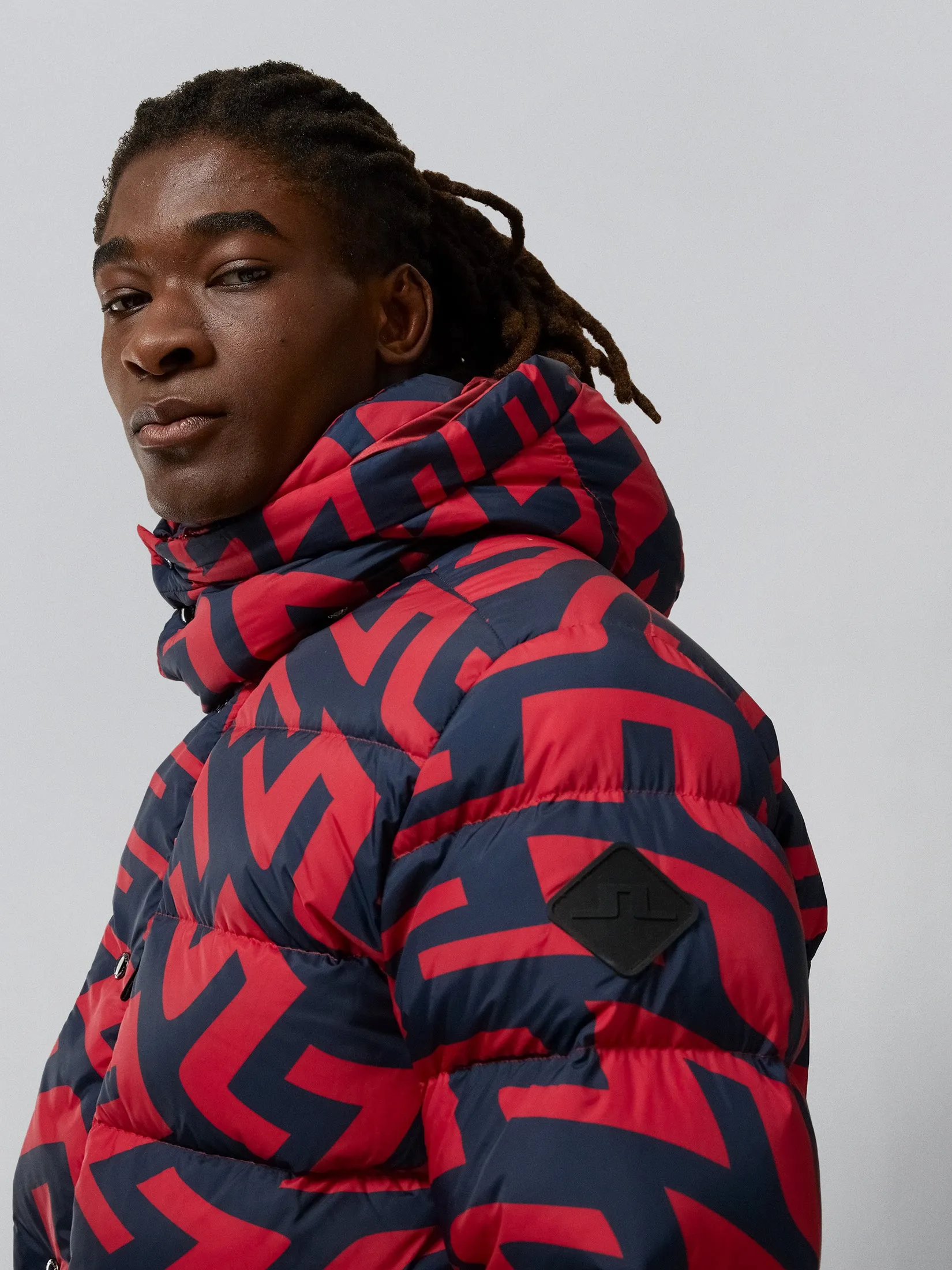 SPHERE DOWN JACKET PRINT / Bridge Swirl Red