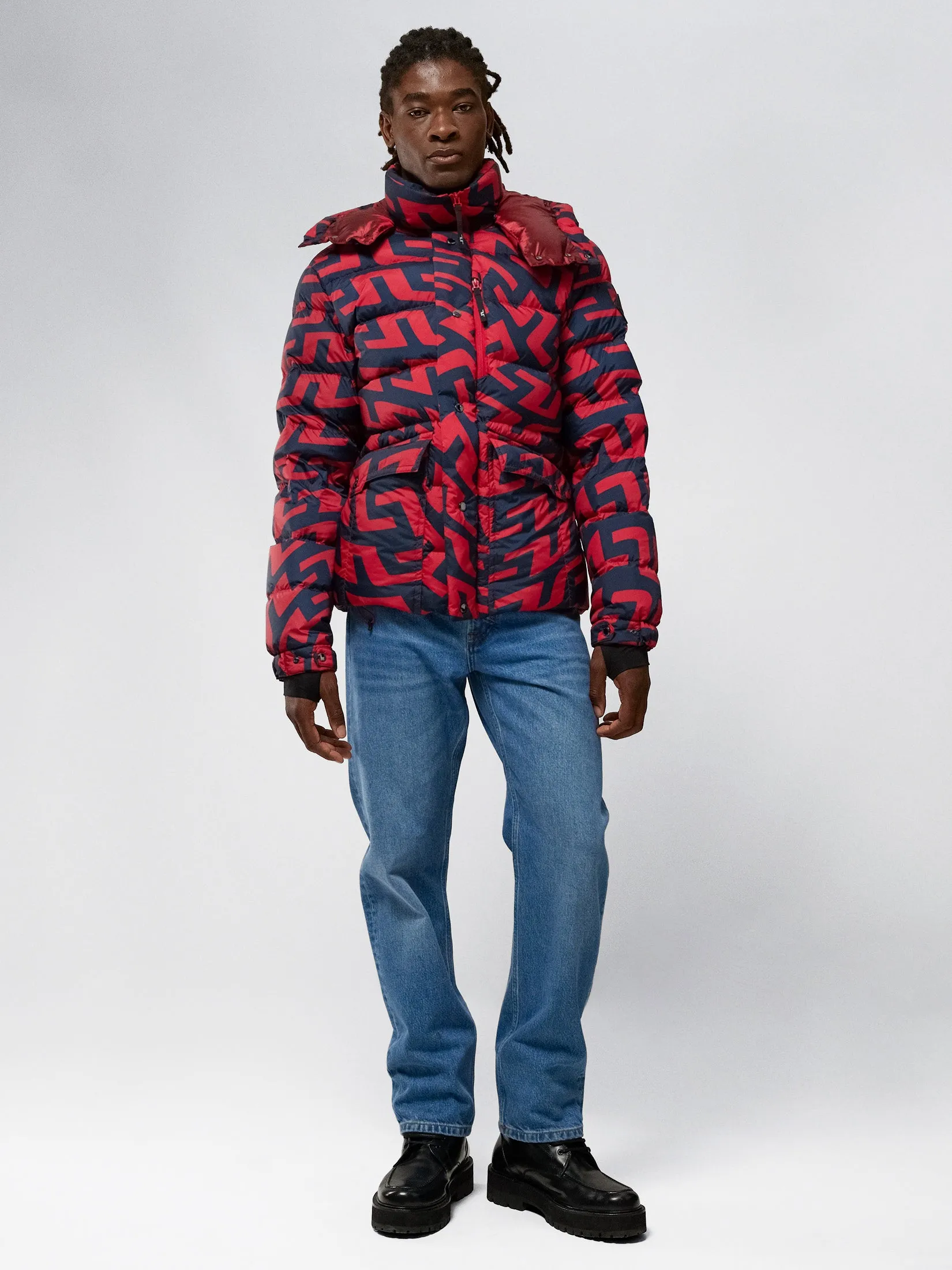 SPHERE DOWN JACKET PRINT / Bridge Swirl Red