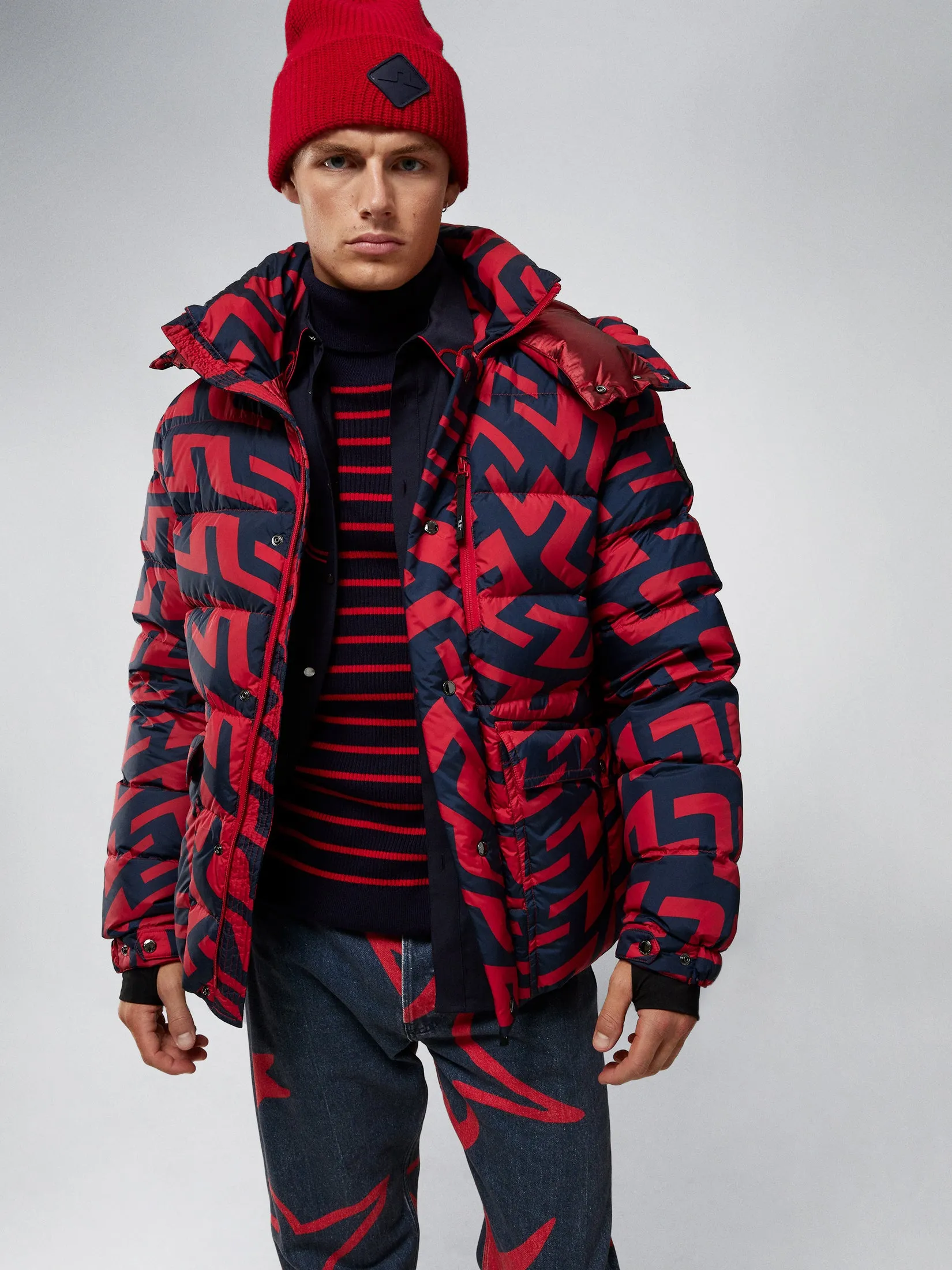 SPHERE DOWN JACKET PRINT / Bridge Swirl Red