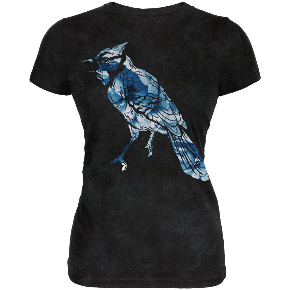 Spring Flowers Blue Jay Bird Juniors Soft T Shirt