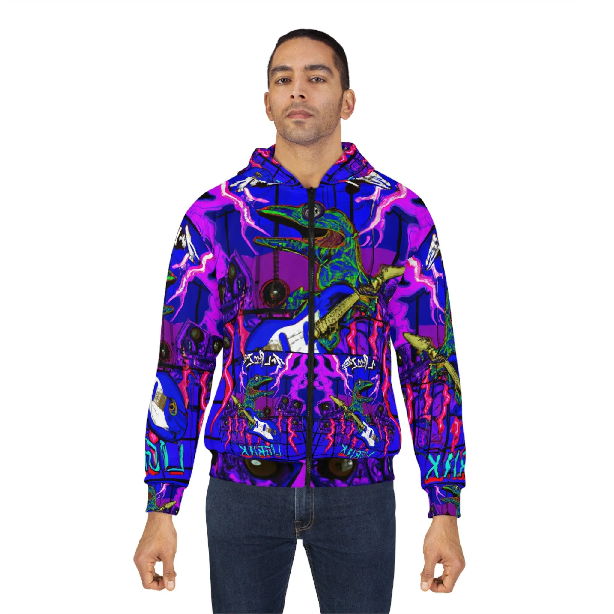 The LizardMan Unisex Zip Hoodie (AOP)