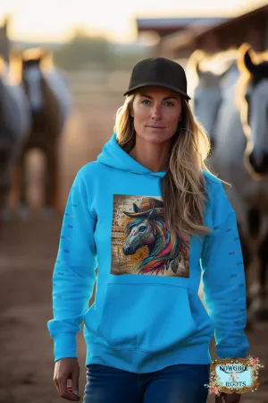 Tribal Horse Cowboy Gus Pull Over Front Pocket Hoodies