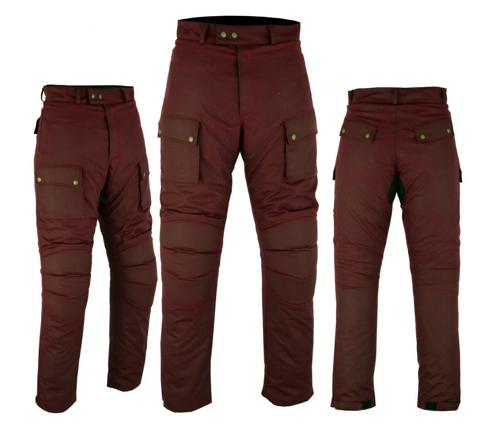 Warrior Gears® Men's Wax Cotton Waxed Motorcycle Trousers, Motorbike Riding Pants- OxBlood