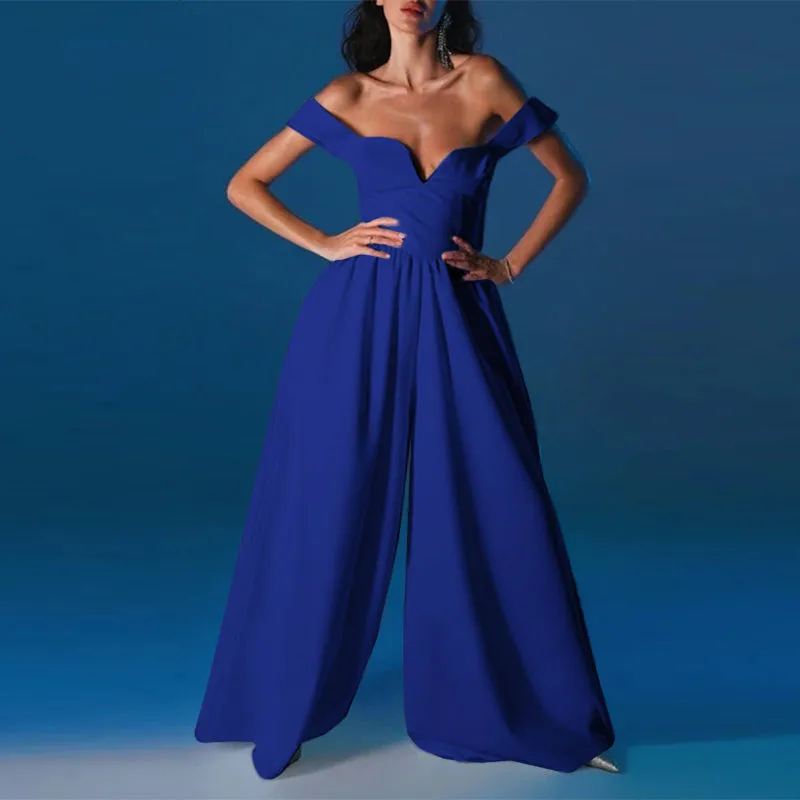 Wide Leg V Neck Elegant Jumpsuit