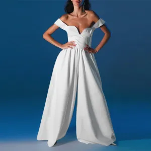 Wide Leg V Neck Elegant Jumpsuit