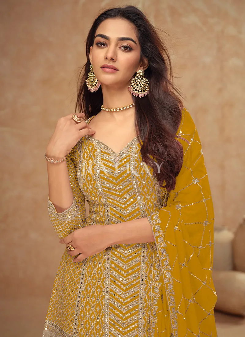 Yellow Pakistani Sharara Suit