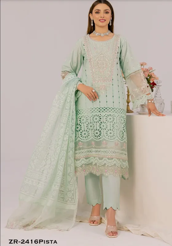 Zahra Rubab Chikankari | Ready To Wear | ZR-2416 | Pista